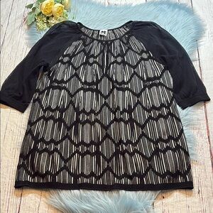 MISSONI Abstract Semi Sheer Black White Knit Top